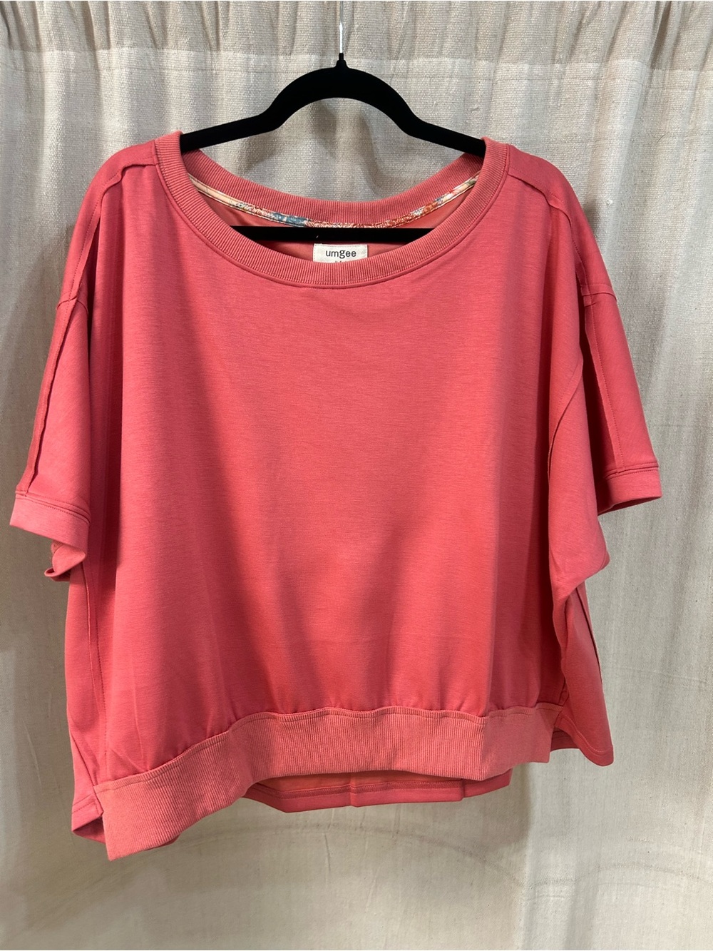 Umgee Luxeknit Cropped Short Sleeve Sweatshirt in Sienna